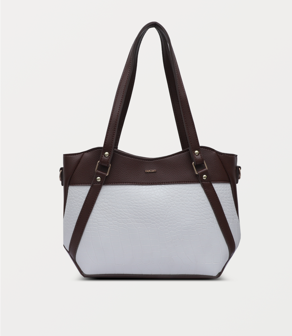 Women Shoulder Bag-BROWN/WHT