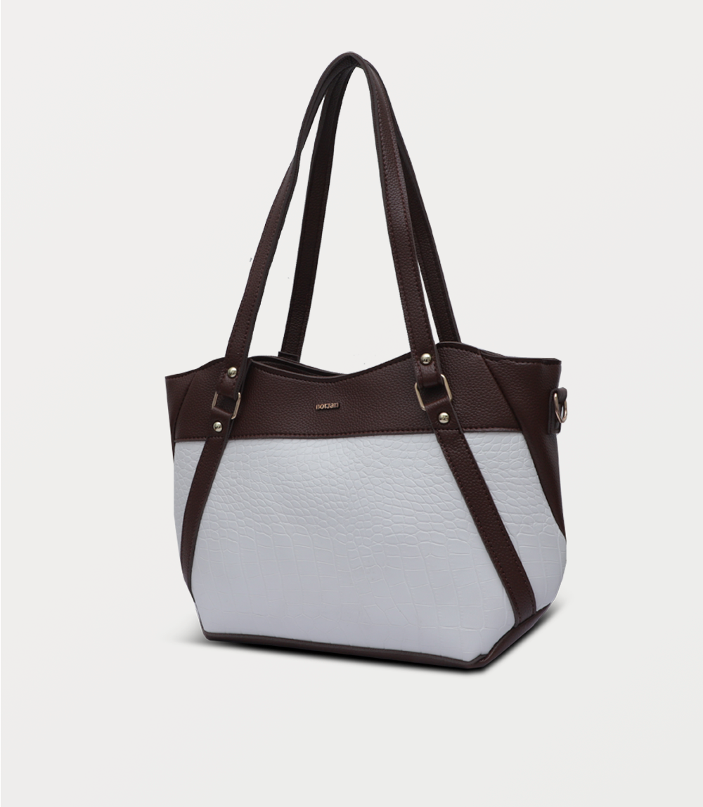 Women Shoulder Bag-BROWN/WHT