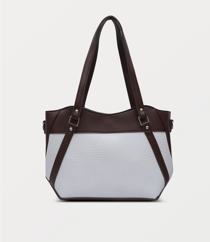 Women Shoulder Bag-BROWN/WHT
